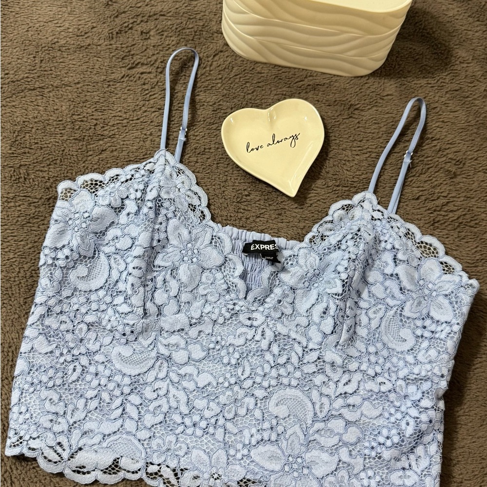 Express Soft Blue Textured Top